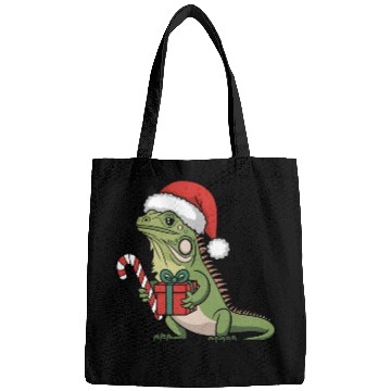 Discover Christmas Iguana Present Candy Cane Santa Hat Bags