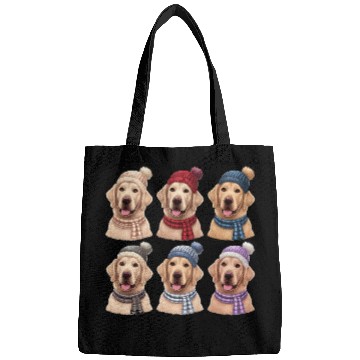 Discover Winter Cute Golden Retriever Christmas Bags