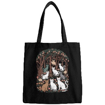 Discover Cottagecore Cats in enchanting Forest Bags
