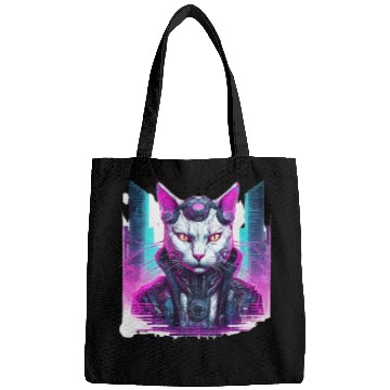Discover Cyberpunk Feline Warrior Bags