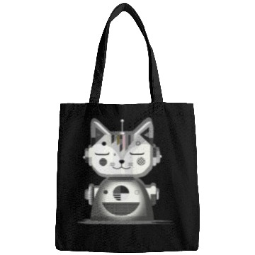 Discover Geometric Robot Cat - Creative Illustration Bags