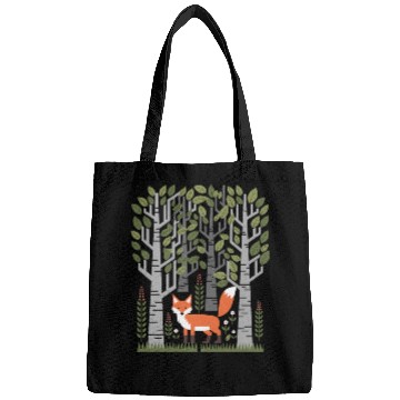 Discover Cottagecore Fox in enchanting Birch Forest Bags