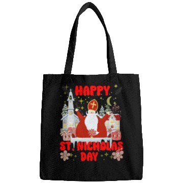 Discover Happy saint Nicholas dayretro logo Bags