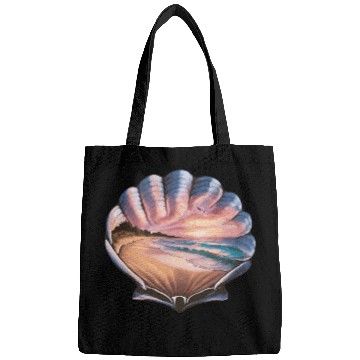 Discover Seashell Beach Scene Serene Ocean Landscape Bags