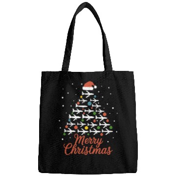 Discover Merry Christmas Airplane Tree Vacation Bags
