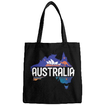 Discover Australia Kangaroo & Sydney Opera House Map Bags
