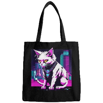 Discover Neon Cyberpunk Cat Bags