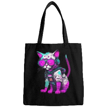 Discover Punk Space Cat with Neon Goggles Bags