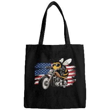 Discover Funny Saying Born to Bee Wild US Flag Motorcycle Bags
