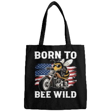 Discover Funny Saying Born to Bee Wild US Flag Motorcycle Bags