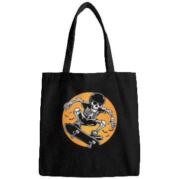 Discover Funny Halloween Design Skeleton Skateboarder Bags