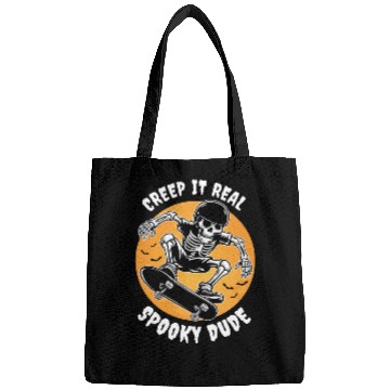 Discover Funny Halloween Design Skeleton Skateboarder Bags