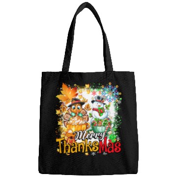 Discover Merry Thanksmas Turkey Snowman Coffee latte cup Bags
