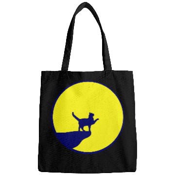 Discover Cat Moon Cliff At Night Werewolf Round Howling Fun Bags