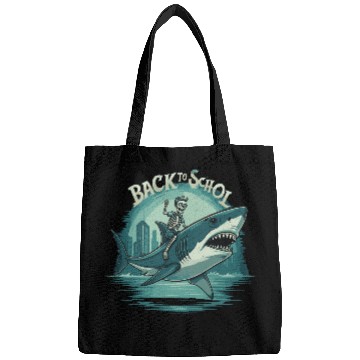 Discover Boys Skeleton Riding a Shark Back to School Bags