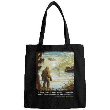 Discover Funny Bigfoot Philosophy Loch Ness Monster UFOs Bags