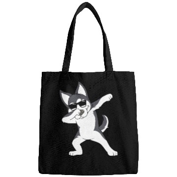 Discover Cute Siberian Husky Dabbing Dog With Sunglasses Bags
