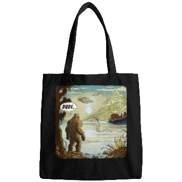Discover Funny UFOs Bigfoot Sasquatch Introvert Loch Ness Bags