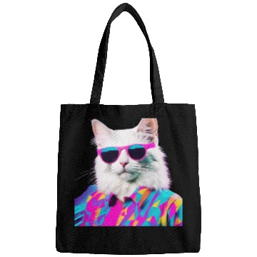 Discover Retro Disco Cat in Neon Shades Bags
