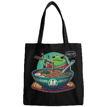 Discover Cute Frog Enjoying Ramen - Oishii! Bags
