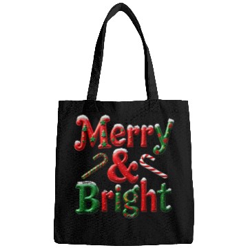 Discover Merry and Bright Christmas Typography Bags
