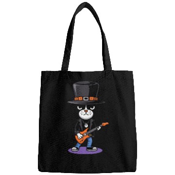 Discover Black and White Cat Playing Guitar Bags