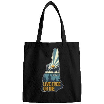 Discover Live Free or Die Retro New Hampshire Nature Bags