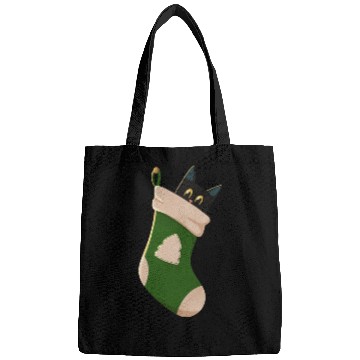 Discover Black cat in Christmas stocking Bags