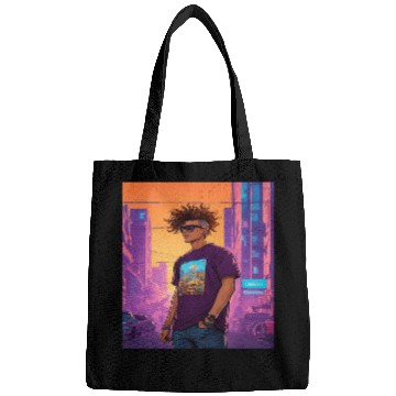 Discover "Edgy Cyberpunk Street Style Portrait Art" Bags