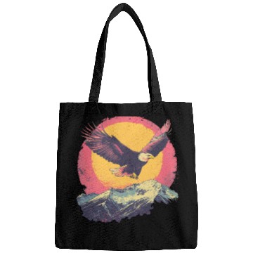 Discover Eagle Flying Over Mountains Retro Art Bags