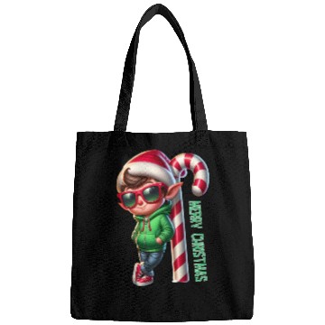 Discover Merry Christmas Cool Elf with Candy Cane Vibes Bags