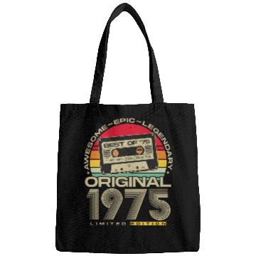Discover Vintage 1975 born Retro 50th birthday Bags
