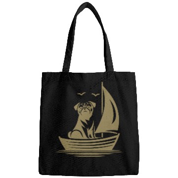 Discover Pug silhouette sailboat minimalist Bags