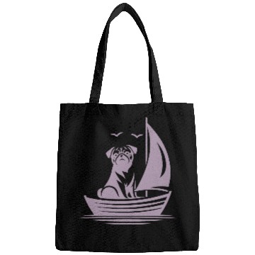 Discover Pug silhouette sailboat minimalist Bags
