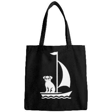 Discover Pug in Boat Silhouette Sailing Minimalist Bags