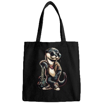 Discover Cool Otter with Guitar in Shades and Leather Bags