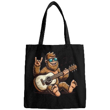 Discover Funny Bigfoot Sasquatch Singing Guitar Playing Bags