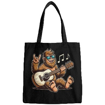 Discover Funny Bigfoot Sasquatch Singing Guitar Playing Bags