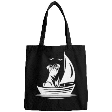 Discover Pug silhouette sailboat minimalist Bags