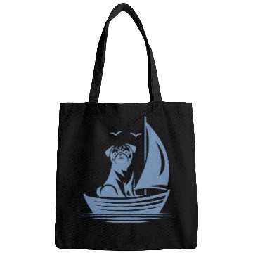 Discover Pug silhouette sailboat minimalist Bags