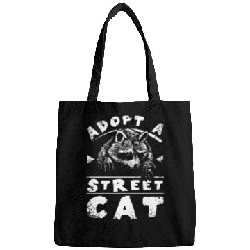 Discover Adopt a street cat raccoon Bags