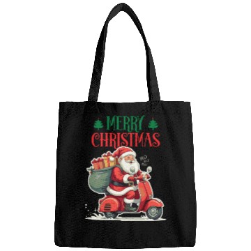 Discover Santa Riding Scooter Merry Christmas Bags