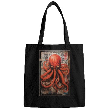 Discover Street Art Red Octopus Bags