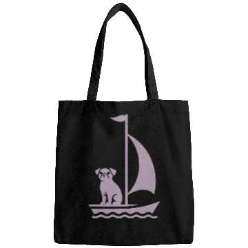 Discover Pug in Boat Silhouette Sailing Minimalist Bags