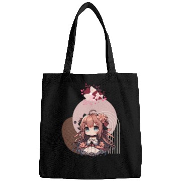 Discover Chibi anime girl with flowers Bags