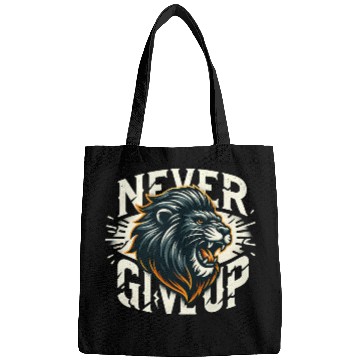 Discover Never Give Up Fiery Lion Motivational Bags