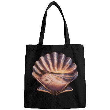 Discover Seashell Beach Scene Serene Ocean Landscape Bags