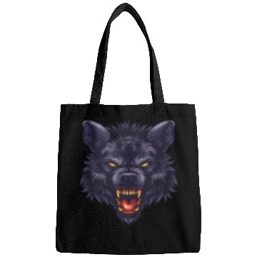 Discover dark wolf face Bags