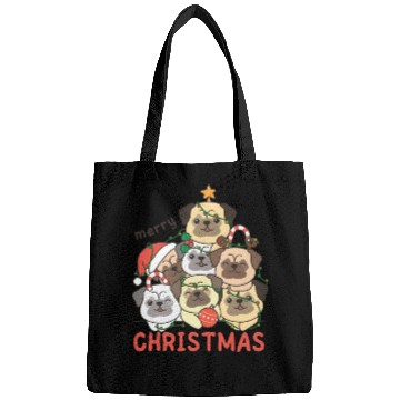 Discover Pug Christmas Tree Merry Christmas Bags