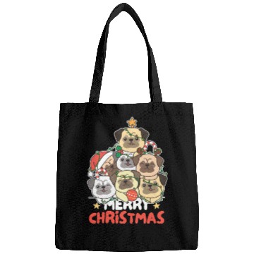 Discover Pug Christmas Tree Merry Christmas Bags